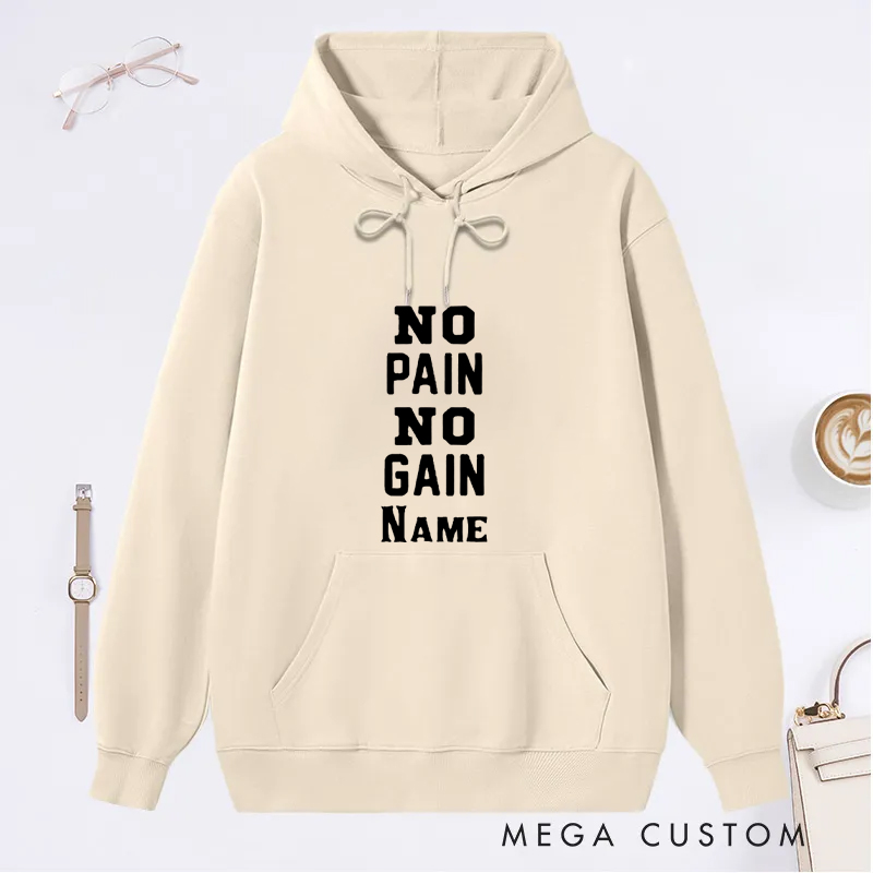 Personalized Fitness Classic Hoodies with No Pain No Gain' for Fitness Enthusiasts Bodybuilders and Gym Lovers