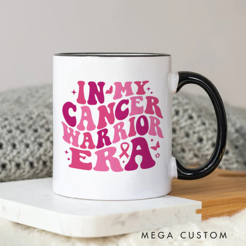 Personalized Inspiring Breast Cancer Awareness Pink Ribbon and Strength Symbol Design Mug
