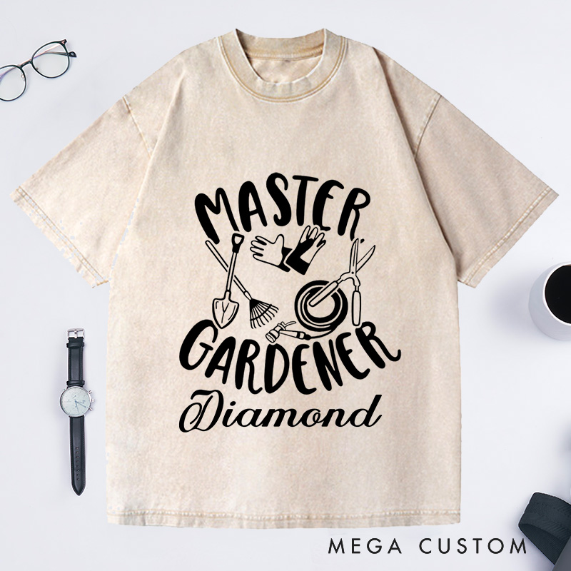 Personalized Master Gardener Washed T-Shirts Custom Gardener Shirt with Name Plant Lover Shirt Gardening Shirt Gardener Gift