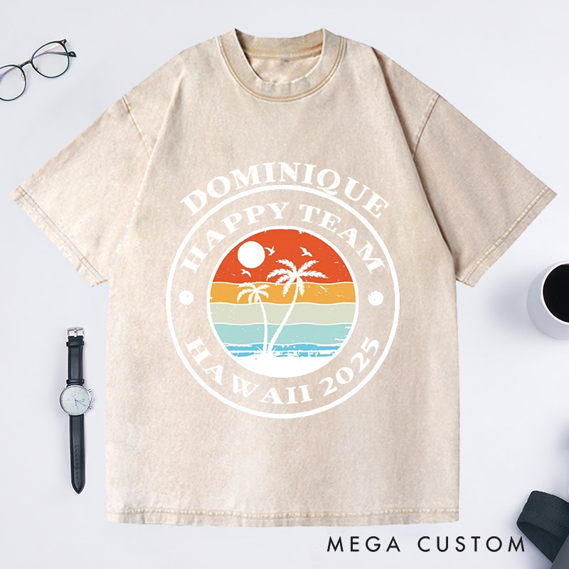 Personalized Summer Travel Washed T-Shirts Vacation Shirts with Name Beech Trip Shirt Gift For Traveler Tee Trip Lover Gift