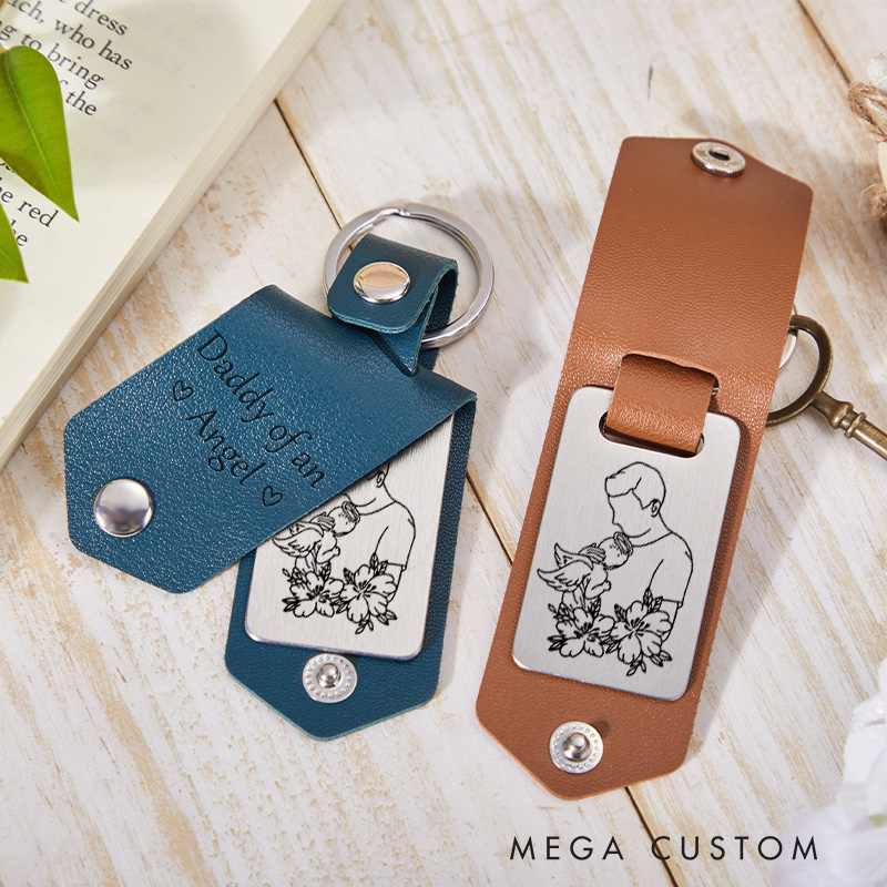 Personalized Baby Loss Memorial Keychain for Dad Baby Memorial Keepsake Daddy of an Angel Keyring Stillborn Remembrance Gift