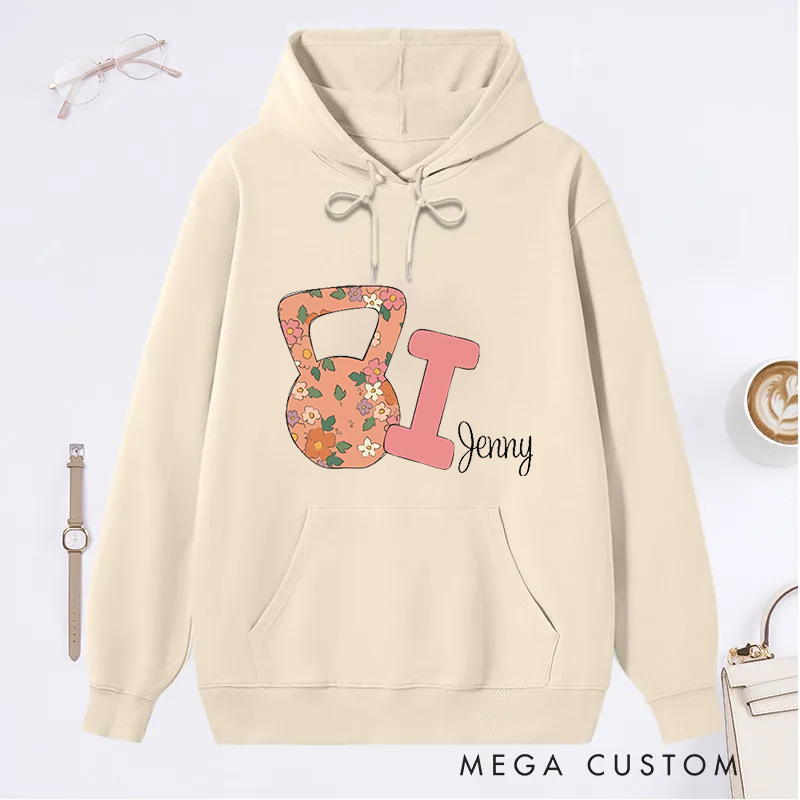 Personalized Kettlebell Classic Hoodies with Stylish Floral Kettlebell Graphic for Fitness Enthusiasts Bodybuilders and Gym Lovers