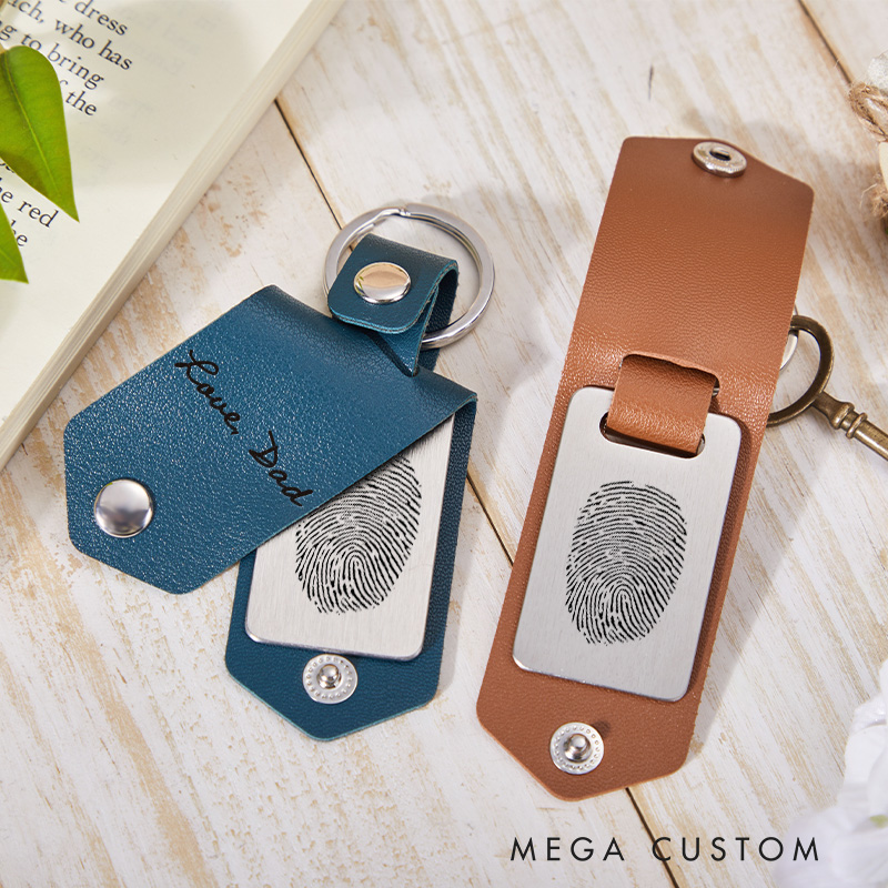 Personalized Fingerprint Keyring Engraved Custom Keychain, Memorial Grief Gift for Loss of Loved One Bereavement Condolence Remembrance Gifts 