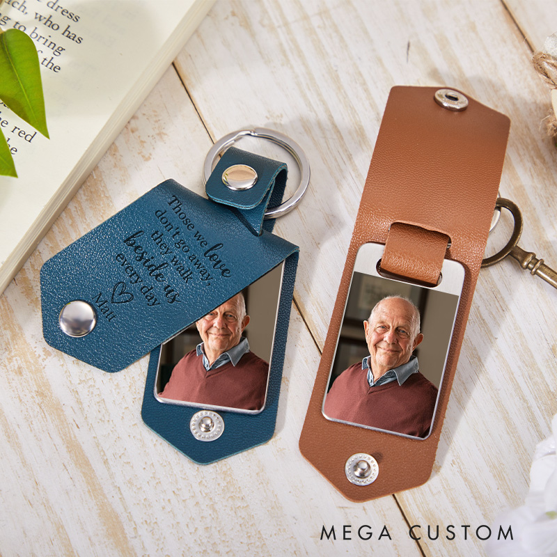 Personalized Memorial Photo Keychain for Loss of  Loved One Walk beside us Bereavement Condolence Remembrance Gifts in Loving Memory Keyring