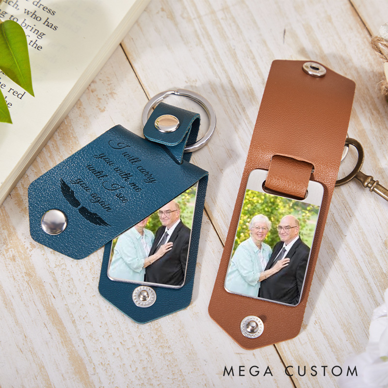 Personalized Photo Memorial Keychain for Loss of Loved One Bereavement Condolence Remembrance Gifts in Loving Memory Keyring