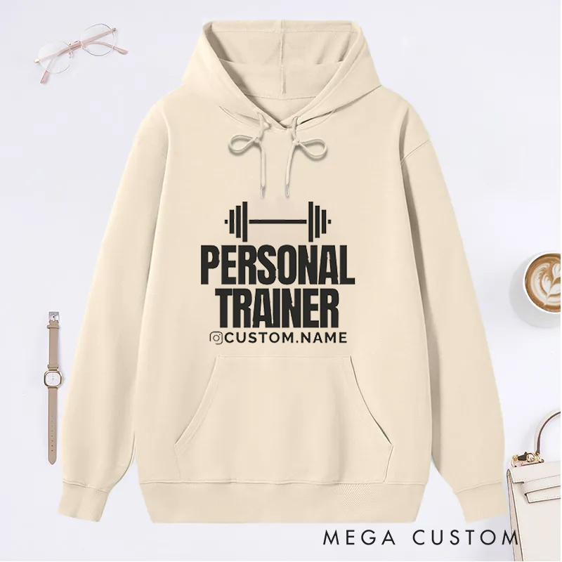 Personalized Trainer Classic Hoodies with Bold Dumbbell Logo for Fitness Enthusiasts Bodybuilders and Gym Lovers