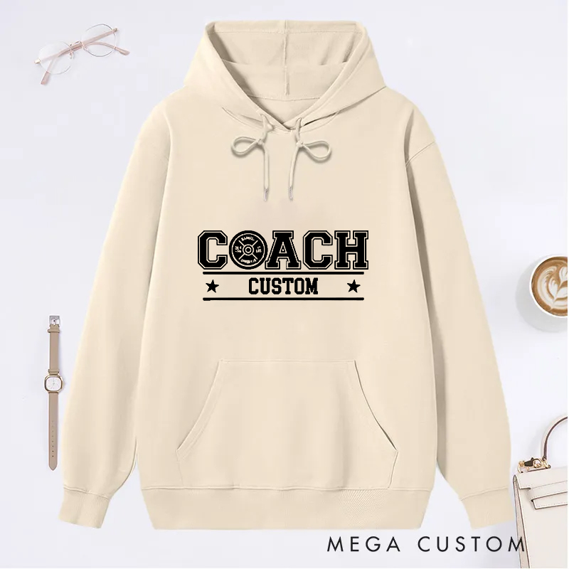 Personalized Coach Classic Hoodies with Design Bold Text and Stars for Fitness Enthusiasts Bodybuilders and Gym Lovers