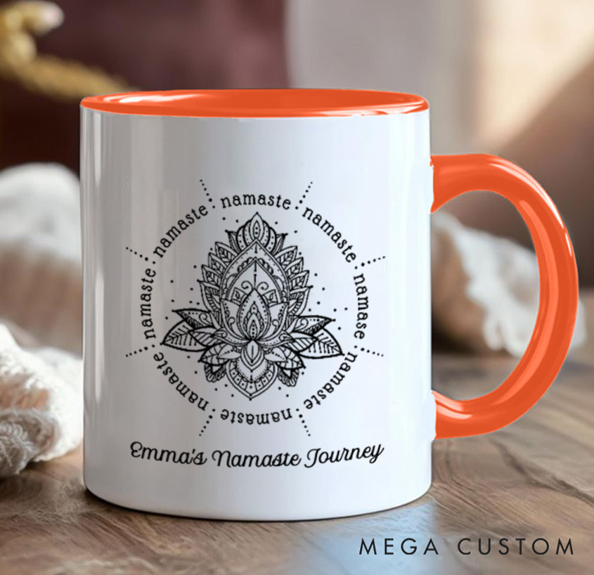 Personalized Namaste Mug with Mandala Design Custom Name Perfect Gift for Yoga Lover to Celebrate Peace