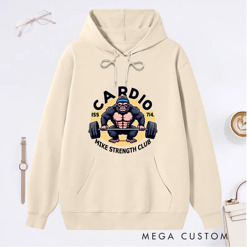 Personalized Gym Classic Hoodies with Cardio Gorilla'Design for Fitness Enthusiasts Bodybuilders and Gym Lovers
