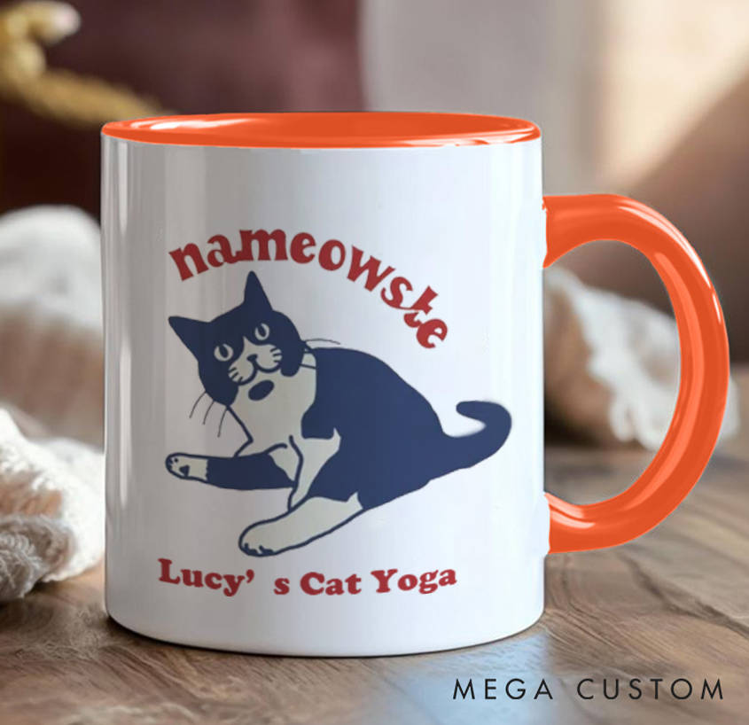 Personalized Cat Yoga Mug Funny Yoga Mug Custom Name Perfect Gift for Yoga Lover and Cat Lover