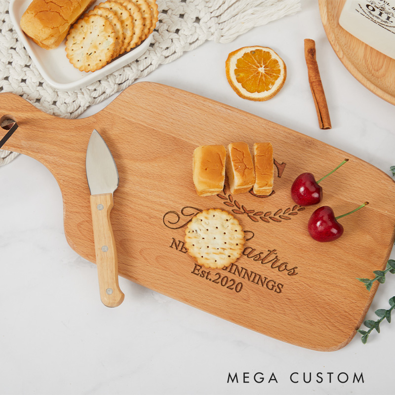 Personalized New Beginnings Cutting Board with Custom Name and Date for Housewarming Gifts