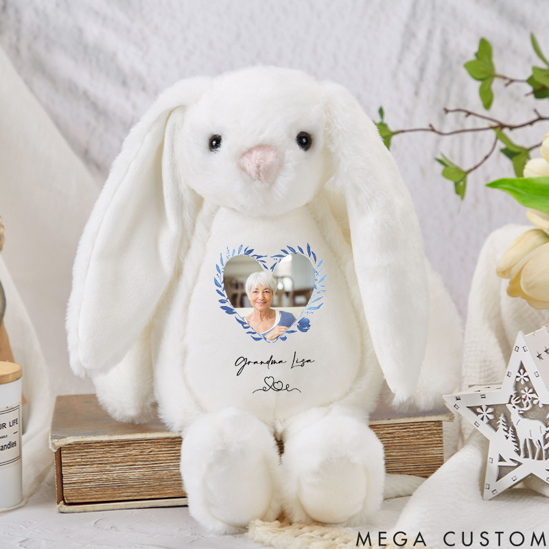 Personalized Photo Memorial Plush Bunny Heaven Sent Plush Soft Toy from Grandparent New Baby Memory Bunny Keepsake Condolence Gift