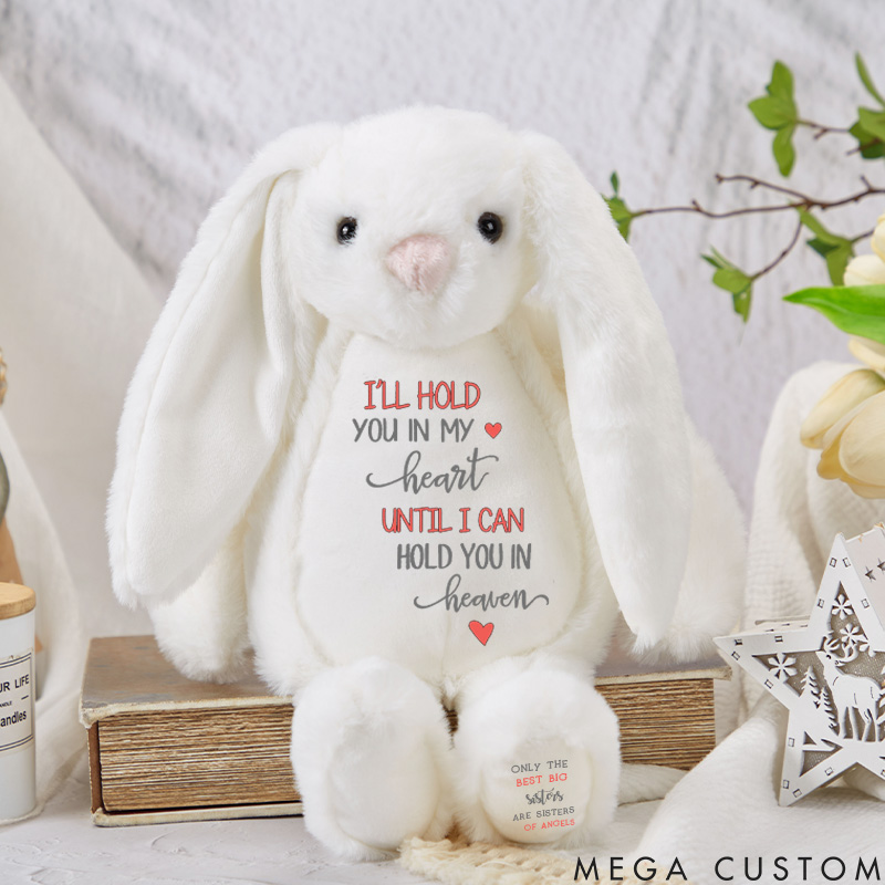 Personalized Baby Memorial Bunny Sibling Memorial Gift Childs Memorial Gift Memorial Stuffed Animal Rainbow Baby Gift Loss of Sibling Gift