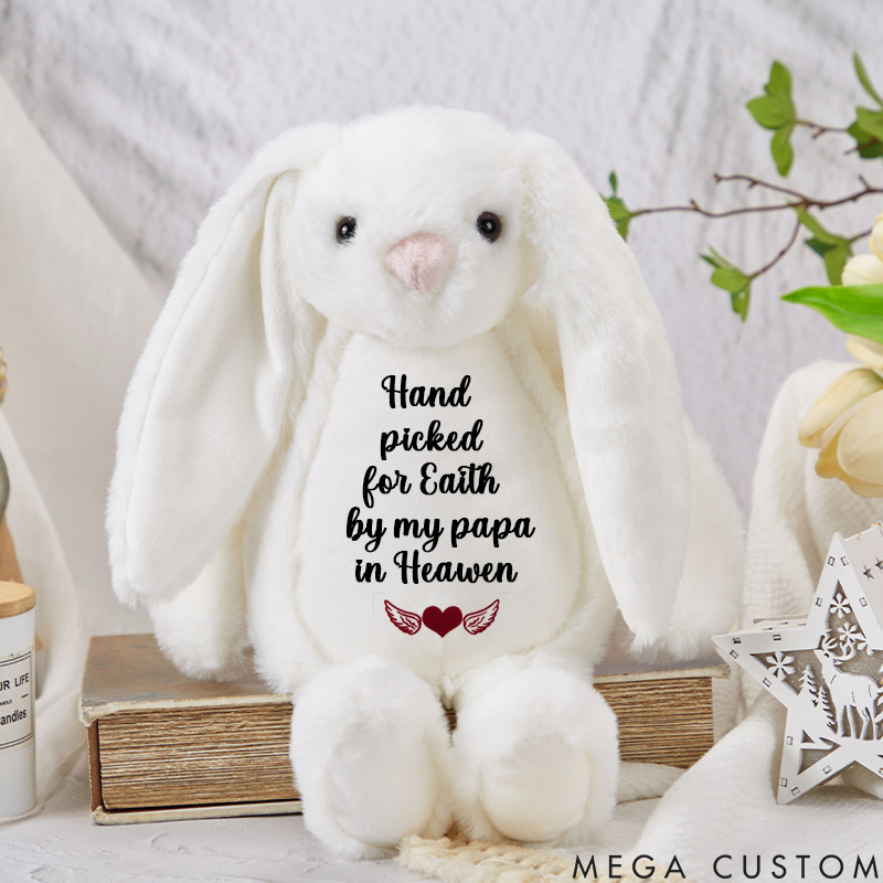 Personalized Baby Memorial Bunny Hand Picked for Earth Lost Loved Ones Keepsake Sent from Heaven Newborn Gift Sympathy Gift 