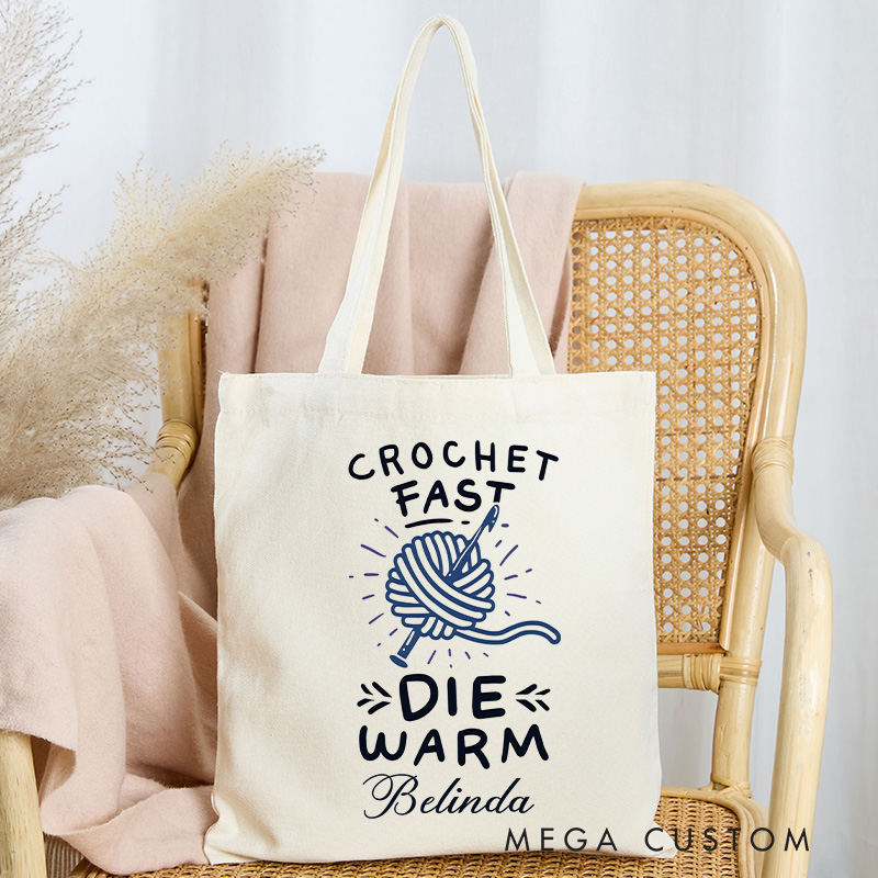 Personalized Crochet Fast Die Warm Tote Bag Gift for a Knitting Lover Gift