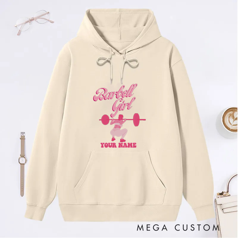 Personalized Gym Classic Hoodies with Pink Barbell Graphic for Fitness Enthusiasts Bodybuilders and Gym Lovers