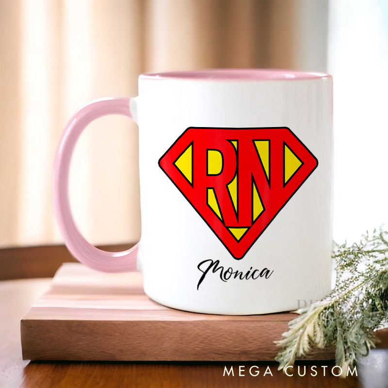 Personalized Nurse Mug Super RN Shield Coffee Mug Gift