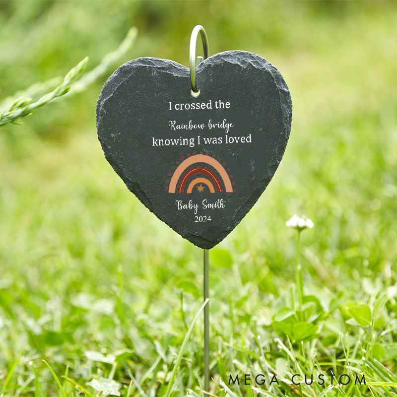 Personalized Memorial Stone Baby Loss Remembrance Miscarriage Gift Stillborn Loss Gift Crossed The Rainbow Bridge Grave Marker