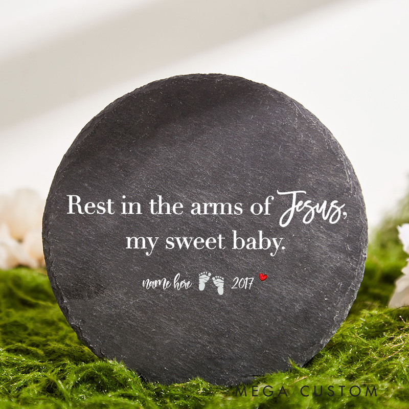 Personalized Baby Loss Memorial Stone Rest in the Arms of Jesus Infant Loss Garden Stone Baby Miscarriage Gift Sympathy Gifts