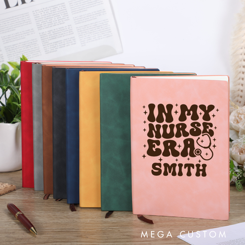 Personalized Leather Notebook for Nurse in My Nurse Era Leather Journal Nurse Appreciation Gift