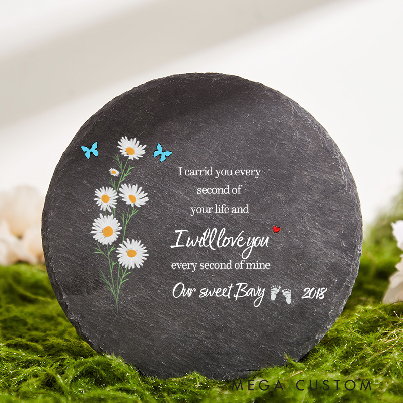Personalized Angel Baby Memorial Stone Slate Sympathy Stepping Stone Garden Stone Gifts for Loss of Baby Remembrance Stone for Infant Loss 