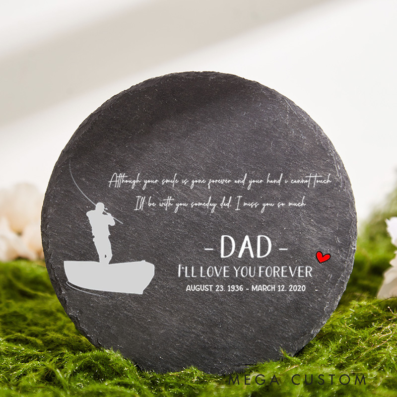 Personalized Gone Fishing Memorial Stone Memorial Gift for Dad Grandpa Fisherman Memorial Stone Sympathy Gift Garden Marker Condolences Gift