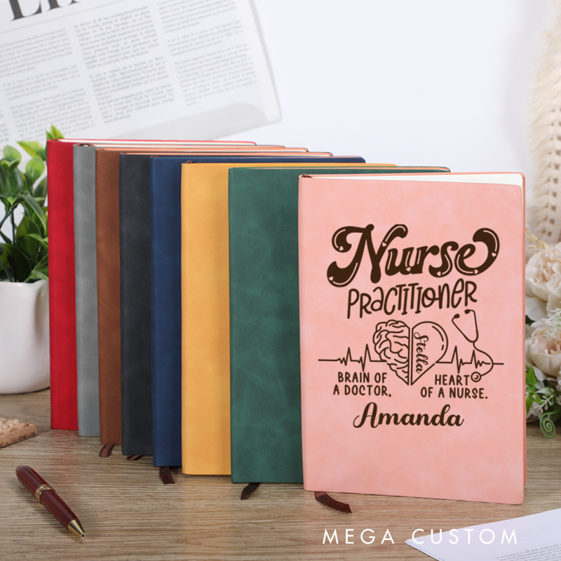 Personalized Leather Notebook for Nurse Nurse Practitioner Leather Journal Nurse Appreciation Gift