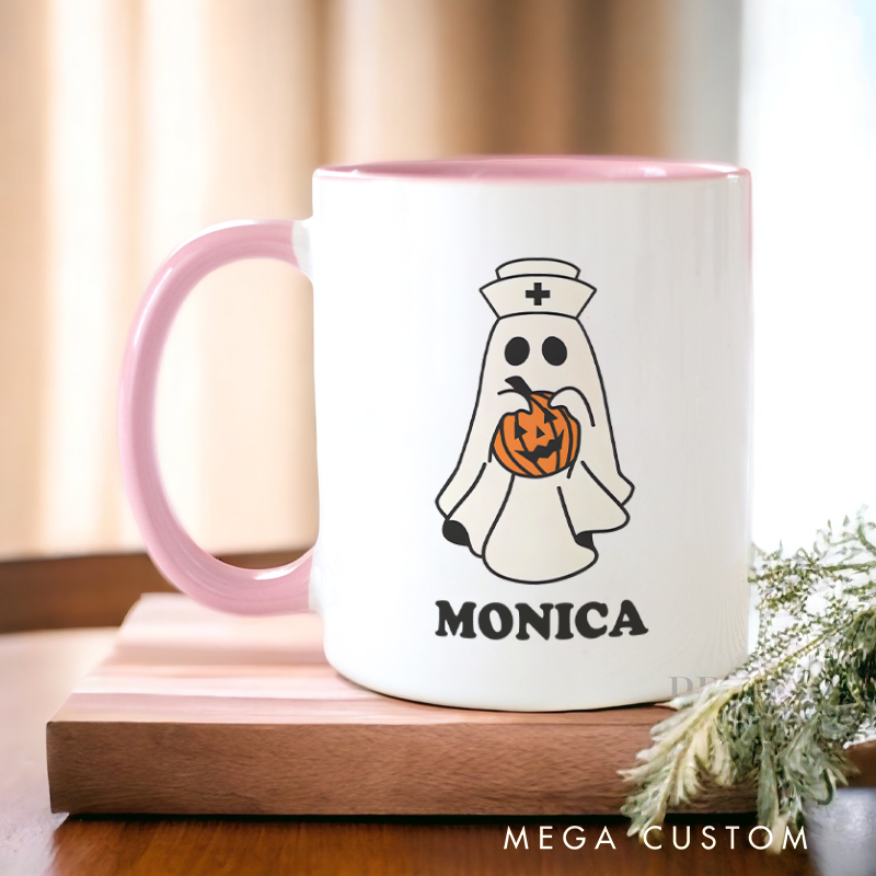 Personalized Nurse Mug Spooky Nurse Halloween Care Design Coffee Mug Gift