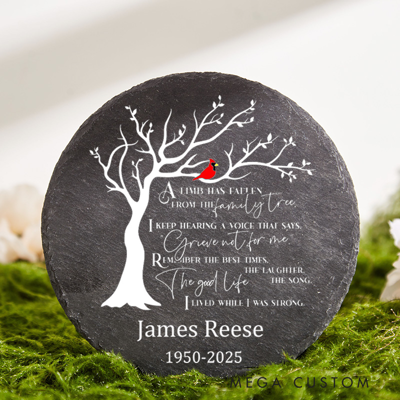 Personalized Memorial Stone for Loss of Loved One A Limb Has Fallen From The Family Tree Sympathy Gift Slate Grave Marker Remembrance Gift