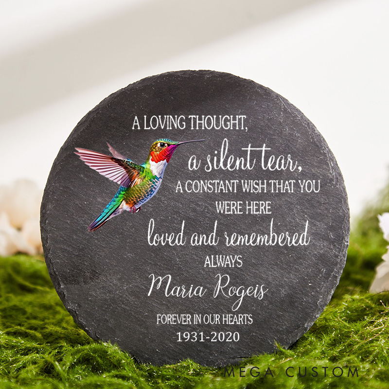  Personalized A Silent Tear Memorial Garden Stone Sympathy Gift for Loss of a Loved One Slate Grave Marker Keepsake Remembrance Bereavement Gift