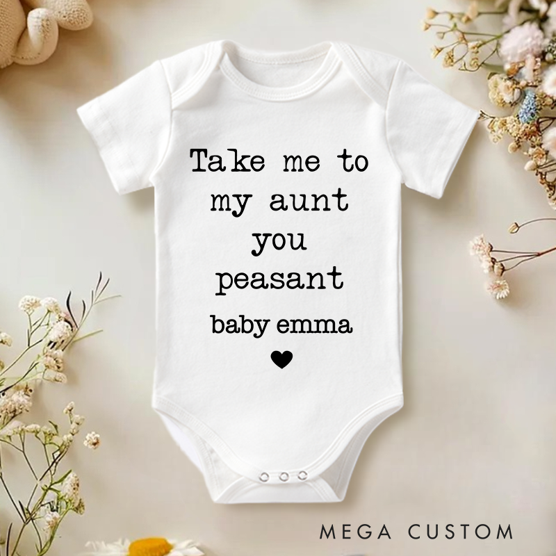 Personalized Take Me To My Aunt Peasant Baby Onesie Baby Shower Gift