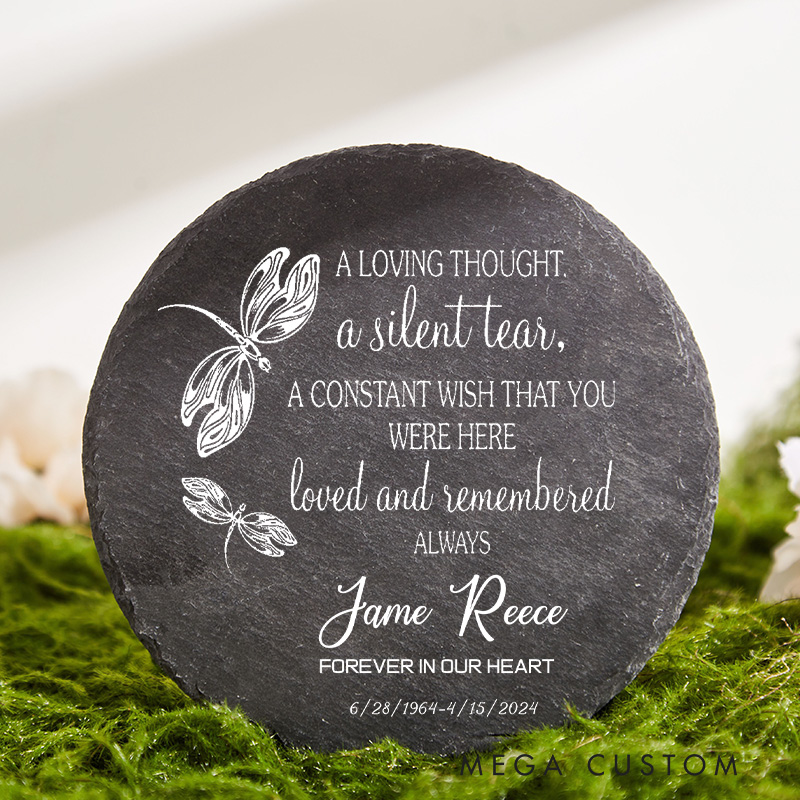 Personalized a Silent Tear Memorial Garden Stone Sympathy Gift Slate Grave Marker Keepsake Remembrance Bereavement Gift for Loss of a Loved One