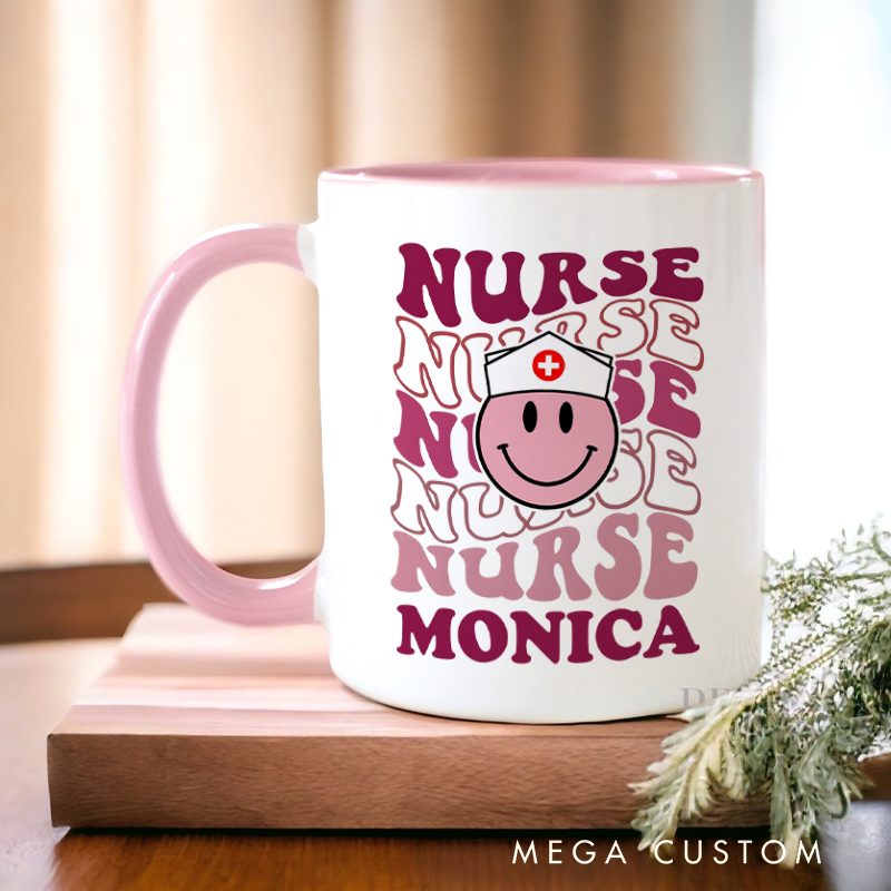 Personalized Nurse Mug Smiling Nurse Pride Design Coffee Mug Gift