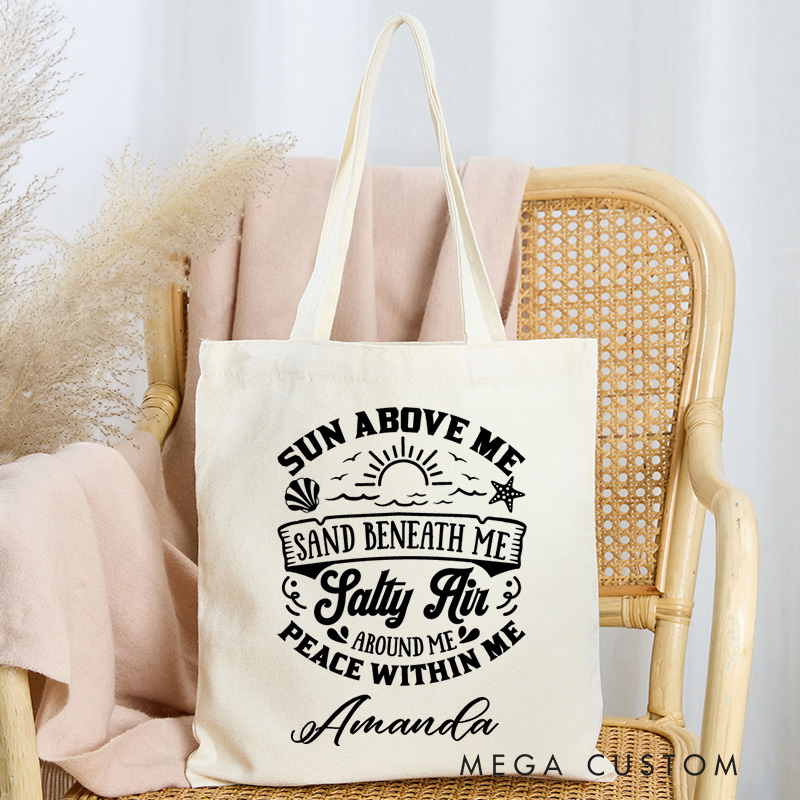 Personalized Sun Above Me Tote Bag Gift for Traveling Lovers Gift for Beach Trip