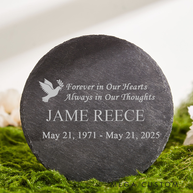 Personalized Engraved Memorial Stone Forever in Our Hearts Always in Our Thoughts Sympathy Gift Remembrance Bereavement Plaque for Loss of Loved One