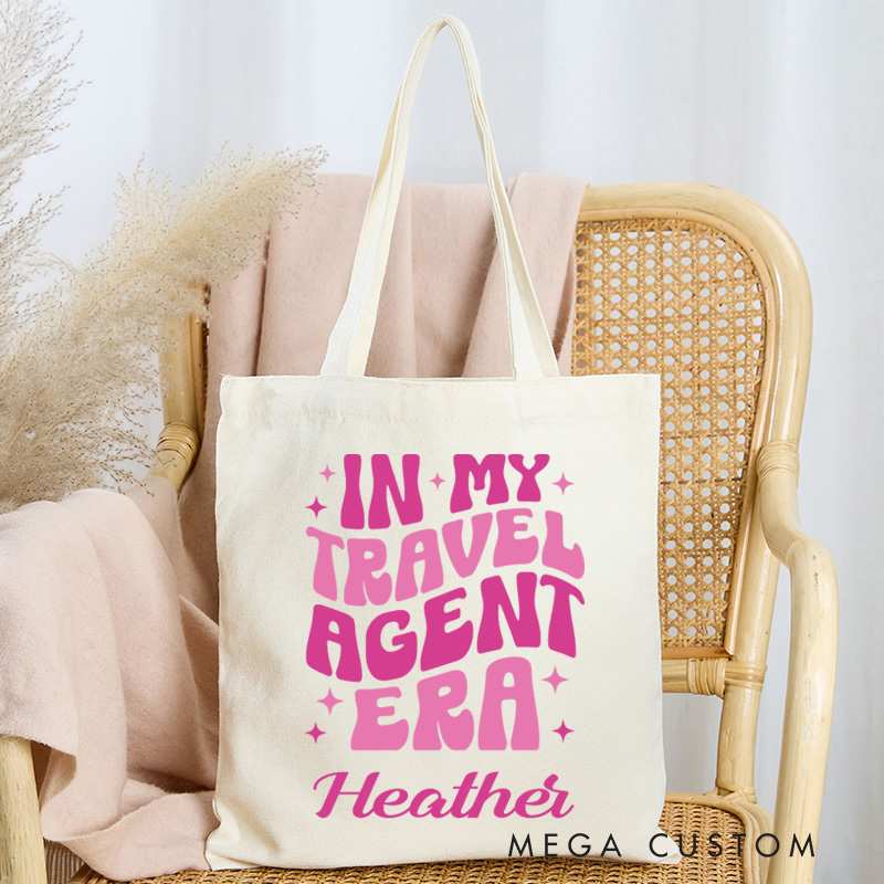 Personalized In My Travel Agent Era Tote Bag Gift for Traveling Lovers Funny Vacation Gift