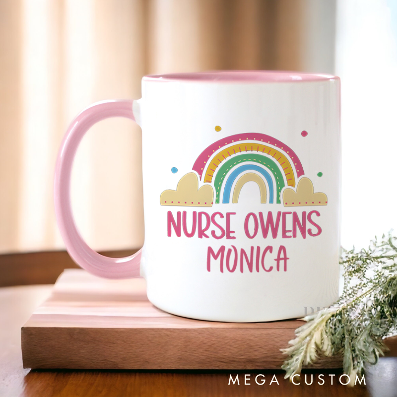 Personalized Nurse Mug Rainbow of Care Nurse Owens Design Coffee Mug Gift