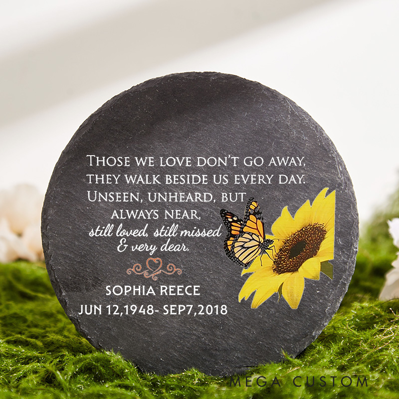 Personalised Memorial Stone Garden Remembrance Stone with Monarch Butterfly and Poem Sympathy Gift for Loss of Loved One
