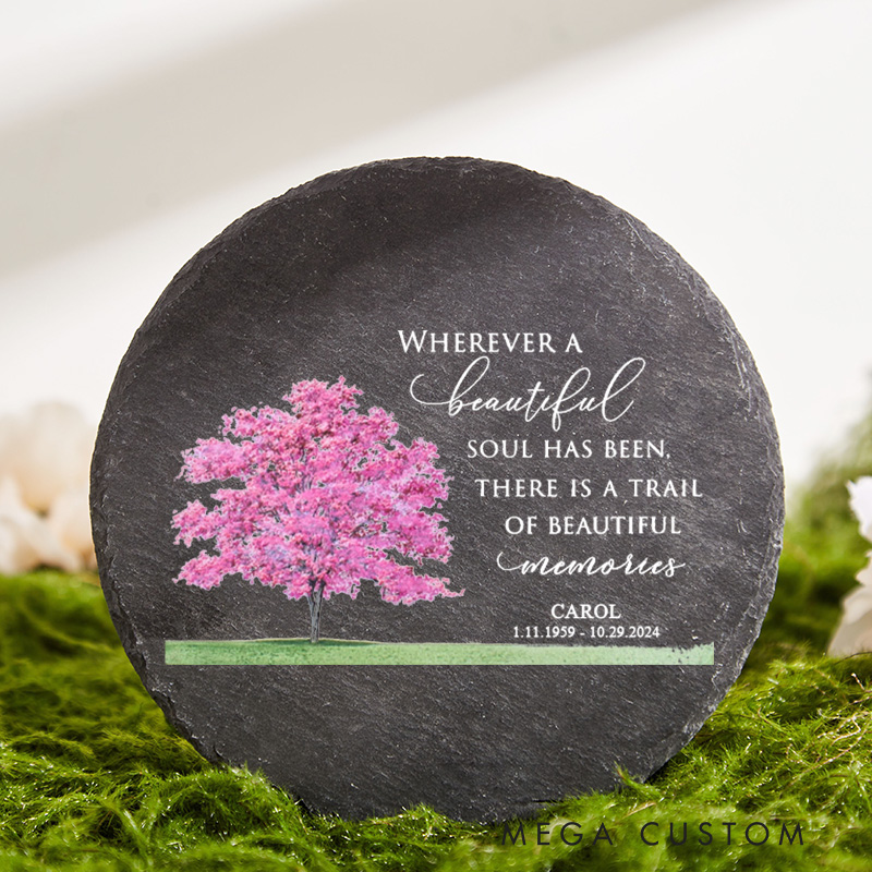 Personalized Memorial Garden Stone Customizable with Name and Dates Decorative Stepping Stones for Outdoor Garden and Walkway Gift for Loved Ones