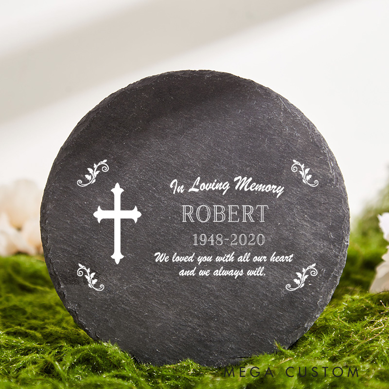 Personalized Cross Memorial Stone for Loss of Loved One in Loving Memory Memorial Stone Loved One Memorial Plaque Sympathy Gift Tribute Cemetery Decor