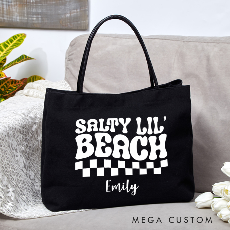 Personalized Salty Lil Beach Tote Bag Traveling Lovers Gift Vacation Tote Bag Gift for Beach Trip
