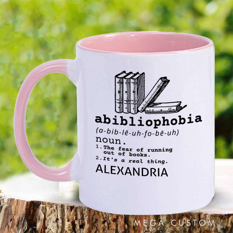 Personalized Abibliophobia Mugs Book Lover Mug with Name 12OZ Coffee Mug Bookish Gift Book Lover Gift Reading Gift