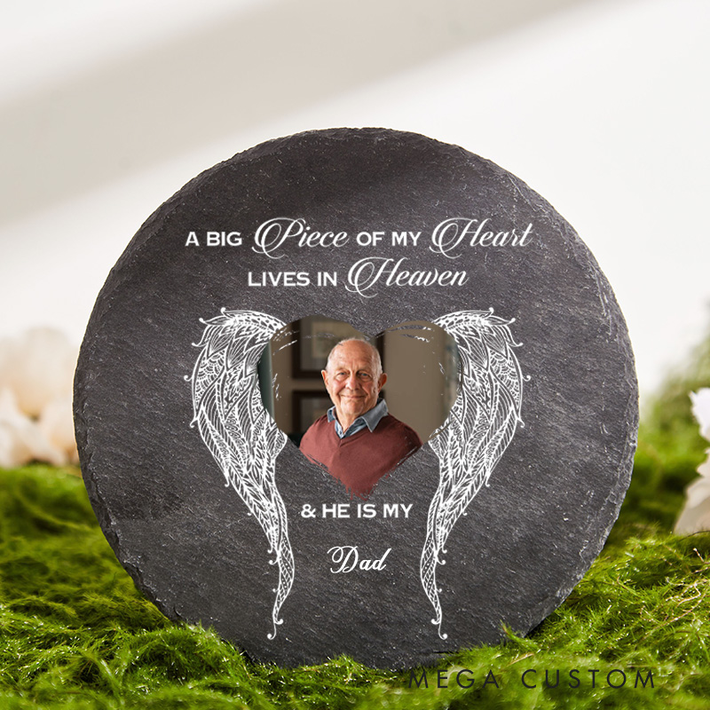 Personalized Memorial Stone with Photo On Angels Wings Custom in Loving Memory Gifts Funeral Remembrance Garden Stone Memorial Gift