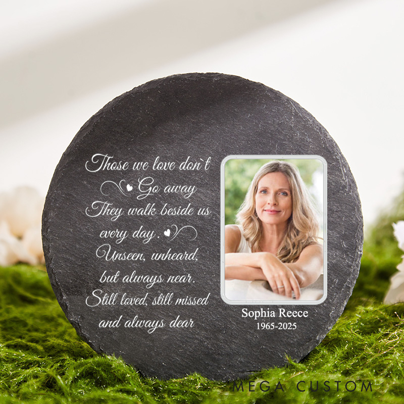 Personalized Memorial Stone with Photo for Loss of Loved One in Loving Memory of Gift Funeral Remembrance Forever in Our Hearts Garden Stone