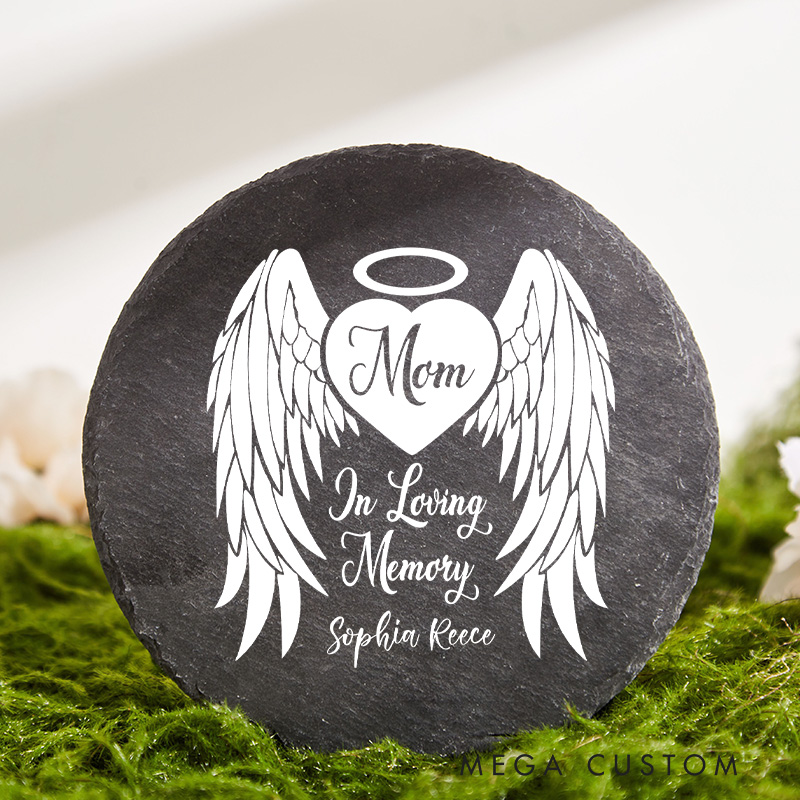 Personalized Memorial Stone In Loving Memory Gift Angel Wings Memorial Garden Stone Always In My Heart Bereavement Grave Marker