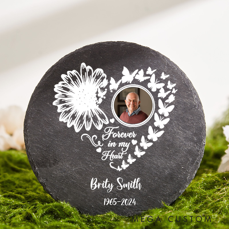 Personalized Memorial Stone Custom Photo Garden Stone Wife To Husband with Wings Memorial Grave Marker for Loss of Husband Sympathy Gift
