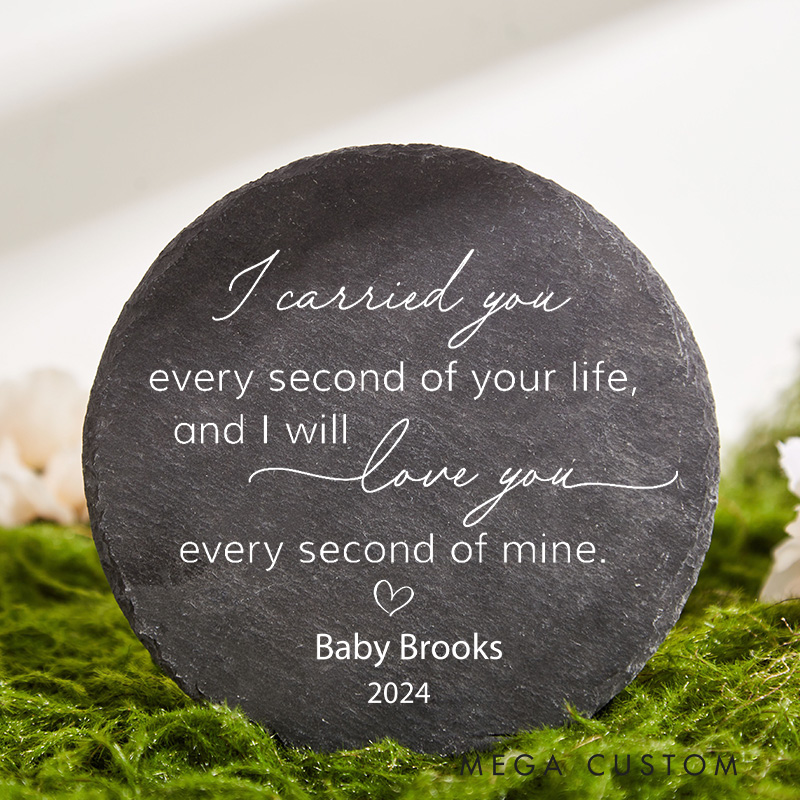 Personalized Miscarriage Stone Baby Memorial Garden Stone Carried for A Moment Sympathy Gift Rainbow Angel Keepsake