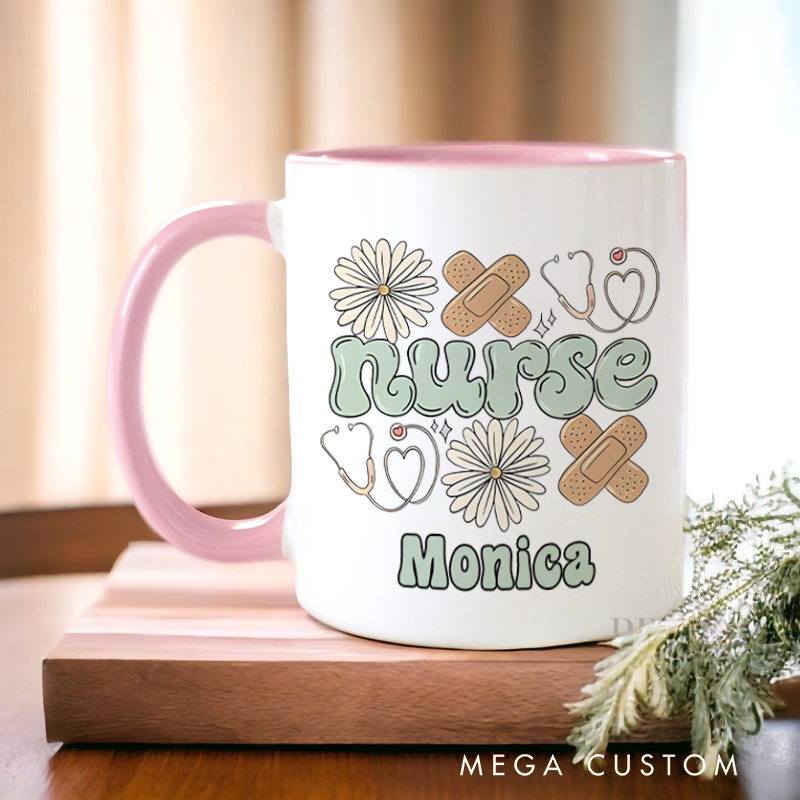 Personalized Nurse Mug Compassion in Bloom Design Nurse Essentials Coffee Mug Gift