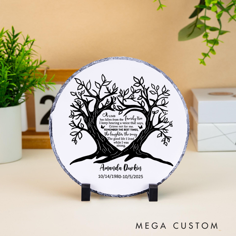 Personalized Memorial Plaque for Loss of Loved one A Limb has Fallen Grave Marker Keepsake