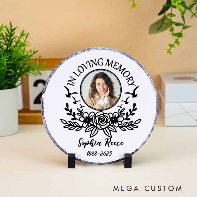 Personalized Memorial Plaque in Loving Memory Remembrance Custom Photo Keepsake Headstone Memorial Gift